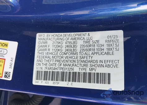 2023 Honda Cr-V Ex-L Awd z USA, uszkodzony, nr VIN 7FARS4H77PE013256